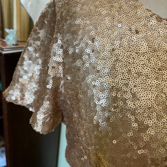 Forever 21 Gold Sequin Dress Size L - Picture 11 of 12